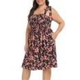 thumbnail image 6 of HDE Womens Plus Size Romper Dress with Built in Shorts & Pockets Black Boho Floral 3X, 6 of 7