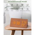 thumbnail image 2 of Wooden Digital Alarm Clock, Dual Alarm, Stylish Wood Grain Surface For Bedroom, Bedside Table, Night Children, Office Use (Brown), 2 of 5