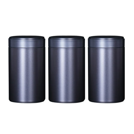 LEORX 3Pcs Black Tinplate Packing Can Sealed Metal Storage for Kitchen Items