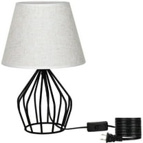 Oumilen Black Nightstand Lamp with Metal Hollow Base White Shade