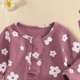 thumbnail image 7 of mgoYE Newborn Baby Girl Spring Outfits Clothes Knit Jumpsuit Ruffle Romper Newborn Coming Home Outfit for Baby Girl(Purple,0-3 Months), 7 of 7