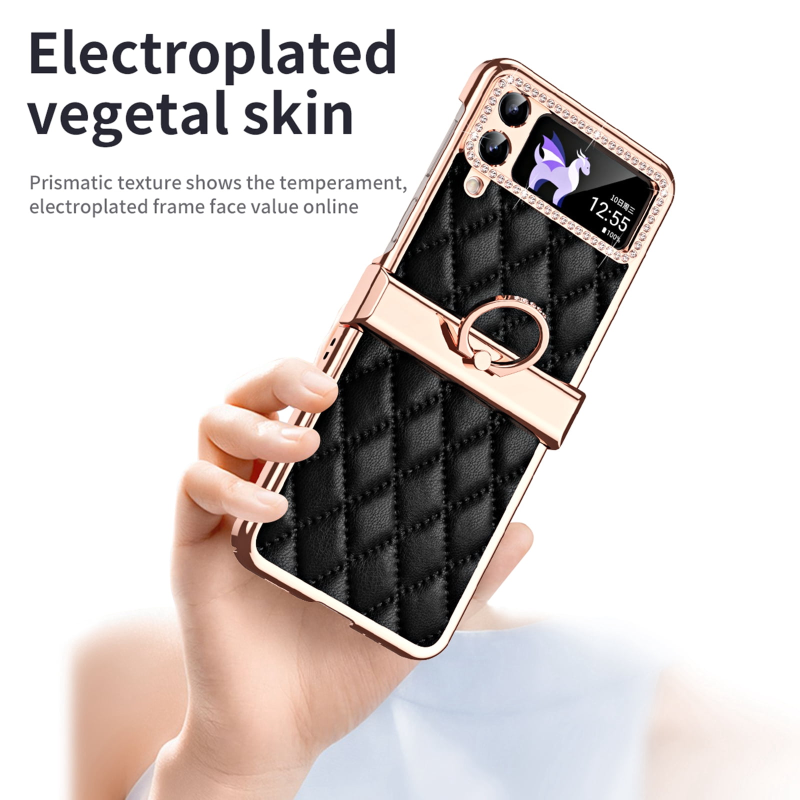 TECH CIRCLE for Samsung Galaxy Z Flip 4 5G Case, Sparkle Glitter Bling Anti-Scratch Full-Body Shockproof Protective Phone Case with Finger Ring for Samsung Galaxy Z Flip 4 5G 6.7 inch,Black