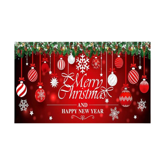 240X210CM Christmas Barn Garage Door Banner Large Christmas Background Christmas Door Decorations Holiday Cover Garage Banner For Outdoor Christmas Garage Door Banner Garden Flag Bunting Flags Fabric