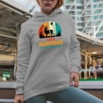 thumbnail image 2 of Retro I Like Hunting and Maybe 3 People feat. a Buck or a Deer, Hunter, Heather Grey Hooded Sweatshirt or Hoodie, 2XL, 2 of 5