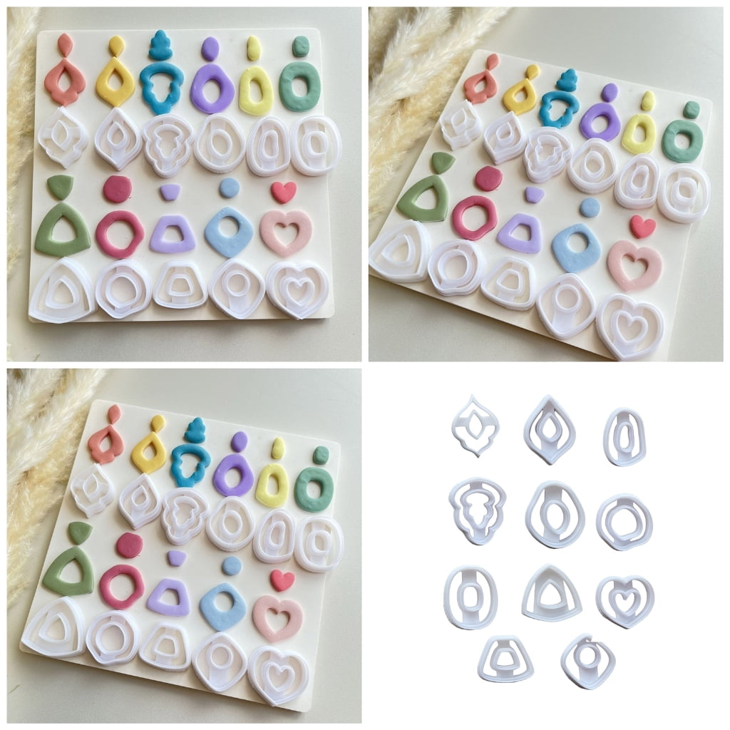 lanema 11pcs Soft Clay Molds for Earrings Irregular Geometric Patterns Mould for Ear Pendant Stylish Jewelry Making Supplies