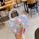 thumbnail image 2 of Bolso de gelatina de dibujos animados para niños, cadena de rombos de PVC, pequeño bolso cuadrado, mini bolso cruzado de mano con perlas para niña pequeña, 2 of 3