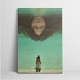 thumbnail image 3 of 1pc Surreal Underwater - themed Canvas Wall Art with a Woman's Upside - down Floating Head and Another Figure Standing Below, framed Decor room hanging Wall Picture Decor for Home Gifts, living room,, 3 of 6