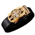 thumbnail image 6 of US 1-2 Pack Luxury Men's Snowflake Automatic Buckle Belt Black Leather Ratchet, 6 of 12
