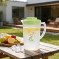 thumbnail image 4 of Plastic Water Pitcher,Orchid Pattern Clear Jug With Lid Large Capacity Cold Drink Container for Lemonade,Iced Tea,Milk And Beverage,6.69x8.86 Inch,Green, 4 of 7