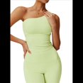 thumbnail image 3 of Camisetas Sin Mangas con un Solo Hombro para Mujer, Corte Entallado, Estilo Y2K Verde Amarillo XL, 3 of 10