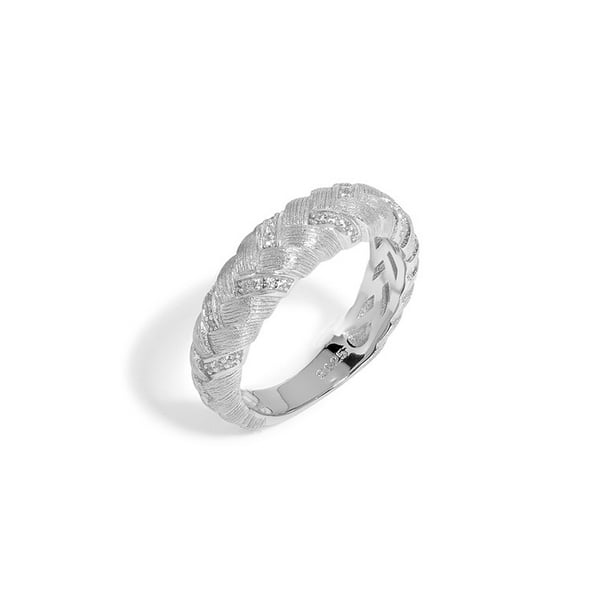 Anillo trenzado de plata esterlina S925 chapado en oro ligero de lujo vintage anillo de dedo cepillado de moda joyería vintage