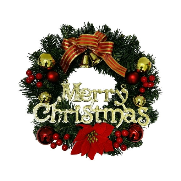 Artificial Christmas Wreath with Red Berries & Pine Cones – Green Branch Holiday Door & Window Hanging Decoration for Home, Storefront, Office