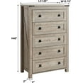 OKD 5 Drawers Dresser Chests for Bedroom Farmhouse, Wood Rustic Tall