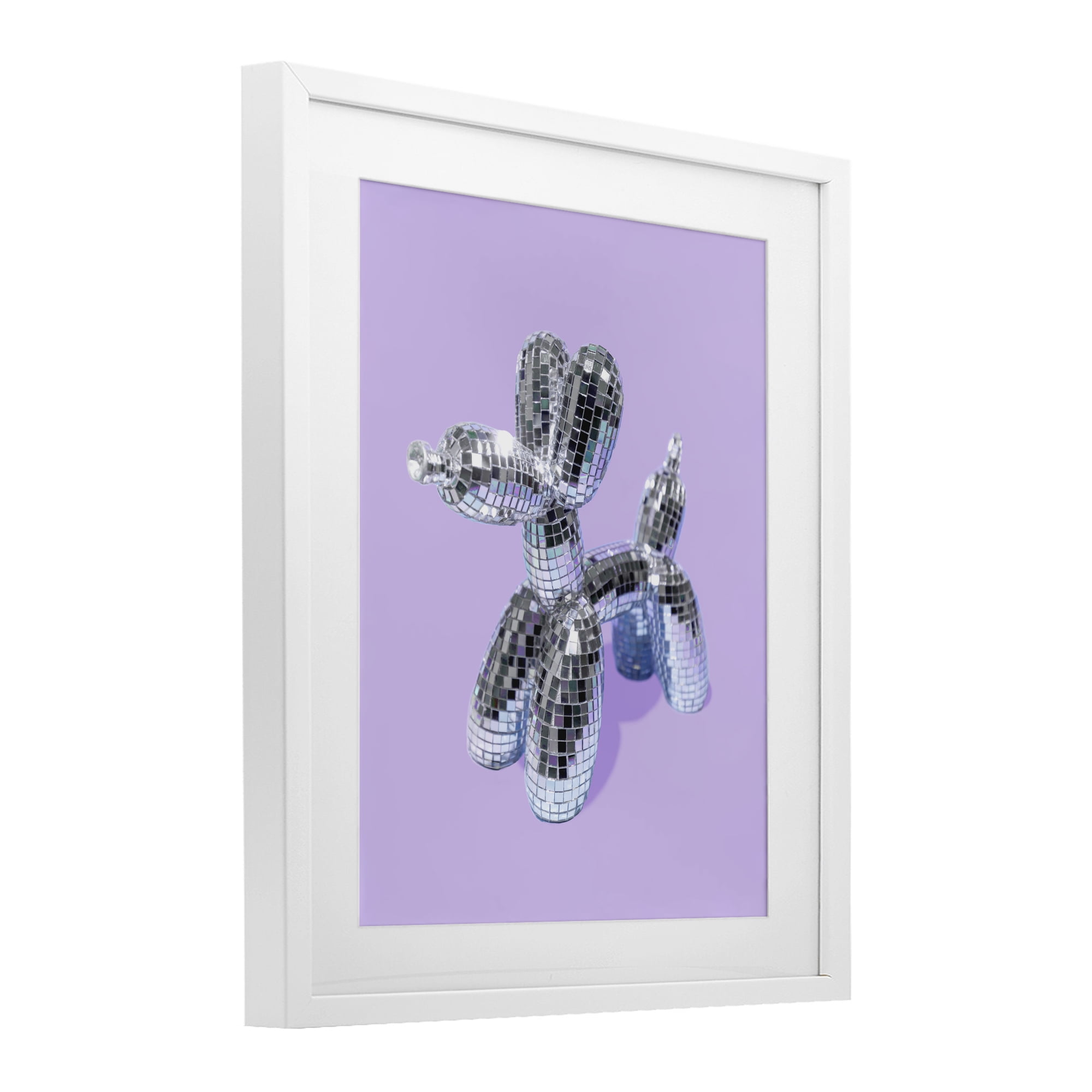 Stupell Industries Disco Balloon Animal on Lilac White Framed Print Under Glass, design by LISH Creative