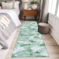 thumbnail image 4 of 2'x6' Rug Runners for Hallways Kitchen, Green Abstract Non Slip Entryway Beside Floor Carpet Runner, Modern Oil Painted Art Contemporary Washable Laundry Room Bedroom Throw Rugs Mat for Family Pet, 4 of 8