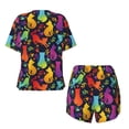 thumbnail image 2 of Sigee Colorful Cats for Sleepwear Casual Pjs with Pockets Women's Pajamas Sets Shorts 2 Piece Short Sleeve Lounge Sets Medium, 2 of 9