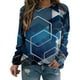 thumbnail image 1 of Camisas informales de manga larga para mujer, sudadera de cuello redondo con estampado de rombos geométricos, jersey de cuello redondo, Tops tipo túnica holgados Pompotops FGAJ962, 1 of 6