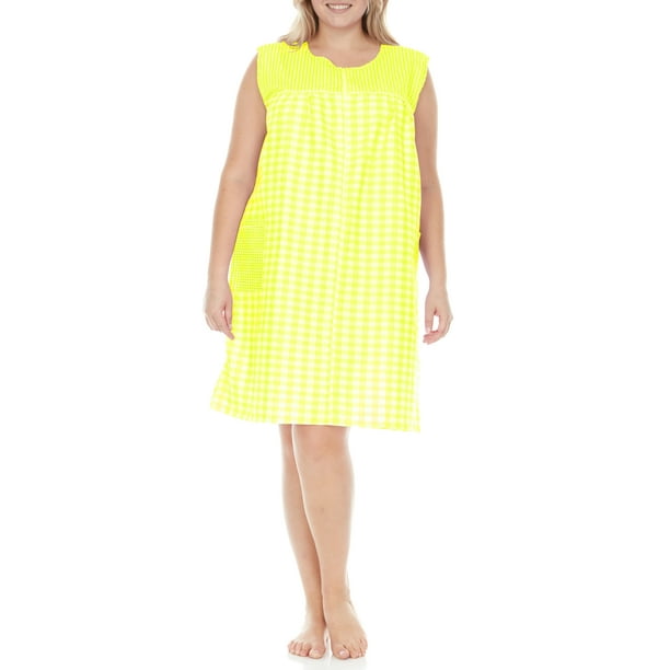 EZI House Dresses for Women with Pockets Moo Moos Gingham House Coat