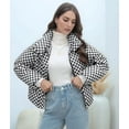 thumbnail image 4 of Womens Zip Front Plaid Sweatshirts Print Hoodie Fall Jackets Long Sleeve Casual Drawstring Clothes Black XL, 4 of 9