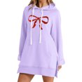 thumbnail image 2 of Women's Comfortable Retro Bow Printed Dress Long Sleeve Hoodie Long Sleeve Dress With Pocket, 2 of 2