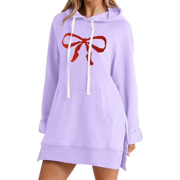 WILLBEST Vestido Casual Para Mujer, Cómodo Vestido Retro Con Estampado De Cómodo Y Transpirable., Sudadera De Manga Larga Con Capucha Y Bolsillo 1269