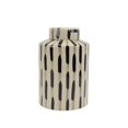 thumbnail image 1 of Benzara BM190669 Ceramic Lidded Jar with Textured Outer Surface - Black & White, 1 of 1