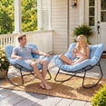 thumbnail image 6 of Dovov Outdoor Rocking Chairs Set of 2, Oversized Papasan Rocking Chairs with Cushion, Outdoor Oversized Rocker Recliner for Porch Patio Garden Backyard Lawn Deck Balcony Living Room Bedroom, Blue, 6 of 12