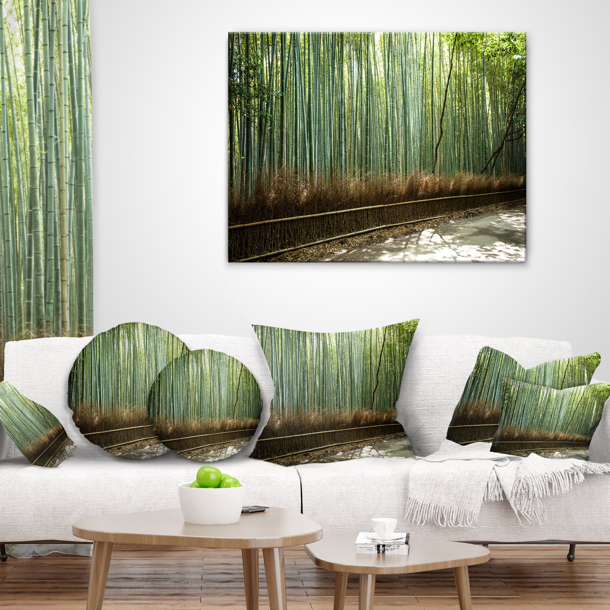 Designart Beautiful View of Bamboo Forest - Forest Throw Pillow - 16x16