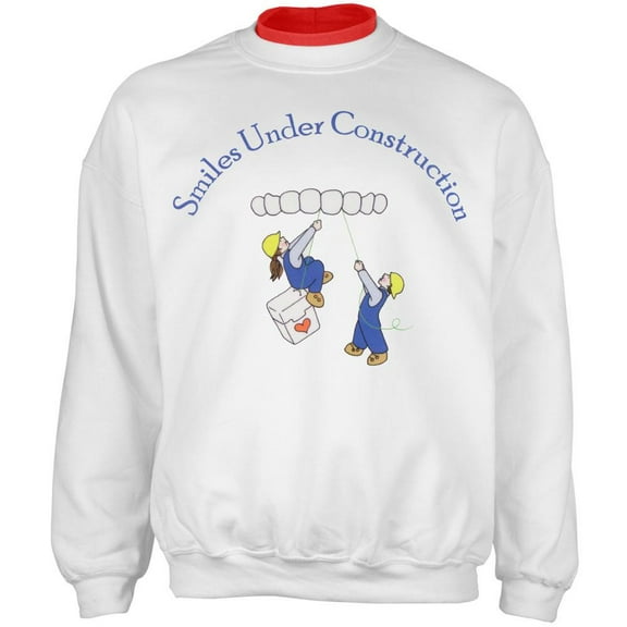 Dentist Smiles Under Construction Adult 2fer Crew Sweatshirt - Large