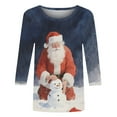 thumbnail image 5 of LEKWK Womens Glitter Tops Xmas Santa Crew Neck 3/4 Sleeve Tshirts Sparkly Tops for Women Merry Snowflake Shirt Women, 5 of 6