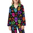 thumbnail image 5 of Gunia Little Girls Halloween Pajamas 2 Piece Button Up Long Sleeve Tops Pants Nightwear Outfit For Toddler Kids Pjs Loungewear Black 5-6 Years, 5 of 5