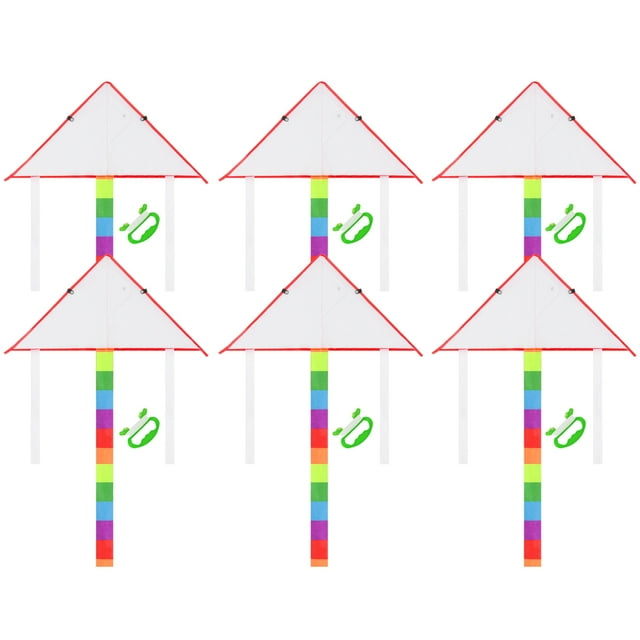 6PCS Kid's Kite Triangle Diamond Blank Paint DIY Flying Kite with Reel and Line