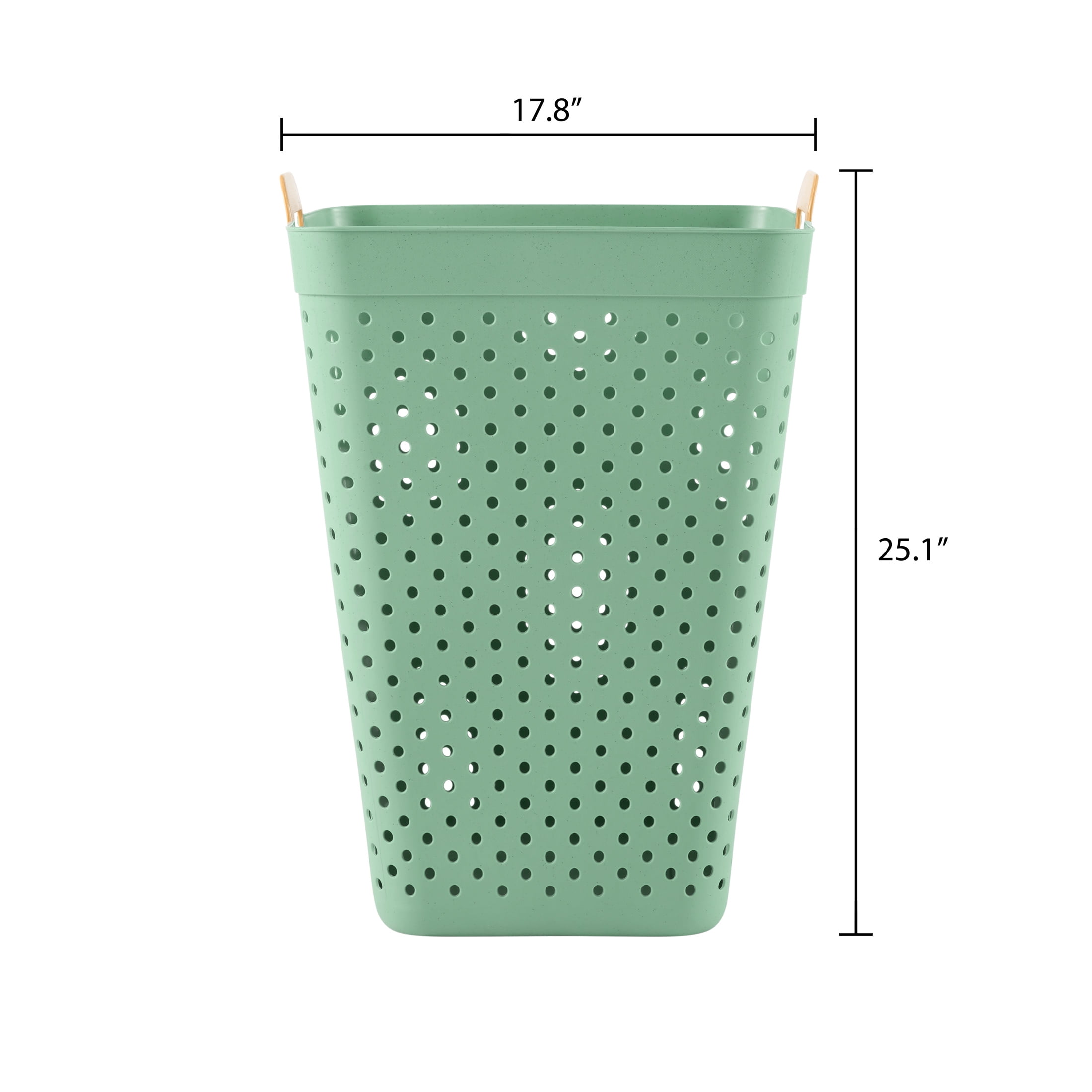 (2 pack) Mainstays Plastic Laundry Hamper, Large Square, Flexible & Breathable, Carrying Handles, Sage Green