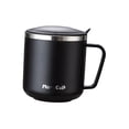thumbnail image 2 of Tazas de café de acero inoxidable con tapa y asa, taza de café reutilizable con aislamiento térmico, taza de agua del té para barbacoa, pesca, viaje, Negro Soledad Taza de café, 2 of 9