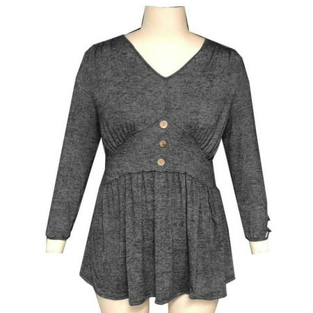 Empire Tunic Top - JustVH Women's Long Sleeve V Neck Empire Line Swing Tunic Top