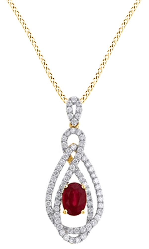 Simulated Pink Ruby & White Cubic Zirconia Infinity With Tear Drop Pendant Neacklace In 14k Rose Gold By Jewel Zone Us by Jewel Zone US