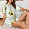 thumbnail image 4 of Vsdghe Avocado of a Hear Pattern Women's Pajama Set,Short Sleeve Sleepwear 2 Piece Pjs Lounge Sleepwear Sets-Small, 4 of 6