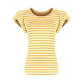 thumbnail image 5 of UYISJ Women's Ruffle Short Sleeve Striped T Shirts 2024 Summer Scoop Neck Slim Fitted Causal Basic Summer Tee Tops Yellow XXL, 5 of 9
