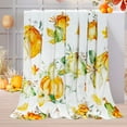 thumbnail image 4 of Fall Throw Blanket Pumpkin Blanket Thanksgiving Decor Autumn Leaves Blanket Super Soft Flannel Throw Blanket for Bedding Sofa and Travel 50"X60", 4 of 6