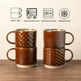 thumbnail image 3 of AmorArc 15OZ Stackable Coffee Mugs, Ceramic Coffee Cups with Texture Patterns for Man,Woman,Dad,Mom, Modern Coffee Mugs Set of 4 for Latte/Cappuccino/Cocoa. Dishwasher&Microwave Safe, Caramel, 3 of 7