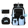 thumbnail image 5 of Weebloom Bow School Backpack With Lunch Box Pencil Case For Kids Girls Cute 3Pcs School Bags Set Three Piece Daypack Large Bookbag Elementary Middle High School Blue, 5 of 5