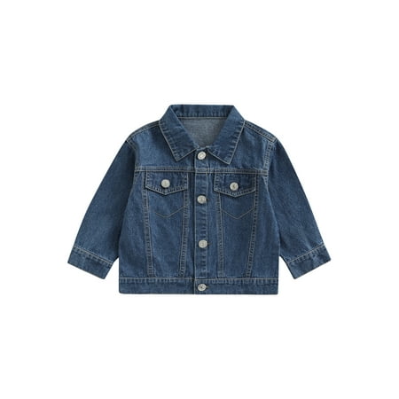 

TheFound Toddler Baby Boy Girl Denim Jacket Button Down Basic Jeans Coat Top Cowboy Fall Winter Clothes
