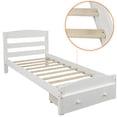 thumbnail image 6 of JERFIT Twin Size Storage Platform Bed Frame with Drawer, Solid Wood Slat Support, No Box Spring Needed, White, 6 of 8