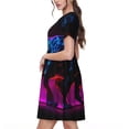 thumbnail image 2 of Naloa Futuristic Purple Panther A、 Print Womens Summer A-Line Dress with Pockets,Short Sleeve Dresses,Flowy Beach Swing Dress for Vacation Travel, 2 of 6