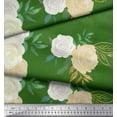 thumbnail image 3 of Soimoi Green Japan Crepe Satin Fabric Leaves & Faith Rose Floral Print Fabric by Yard 44 Inch Wide, 3 of 3