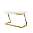 thumbnail image 6 of Bibse Writing Desk - High Gloss Lacquer Finish Top, Polished Stainless Steel Base, Geometric Legs, White Gold Accent, 6 of 10
