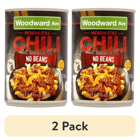 (2 pack) Woodward Ave Michigan Style No Beans Chili, Gluten Free, 15 oz, Can