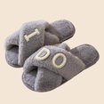 thumbnail image 5 of JUSLIO Womens House Slippers Fuzzy Plush Open Toe Slides Non Slip Flat Sole House Slippers Crisscross Cross Strap Slippers Gray, 5 of 5