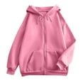 thumbnail image 4 of Mohiass Back to School Zip Up Hoodies for Women Casual Long Sleeve Hooded Jacket Oversized Lightweight Sweatshirts Tops with Pocket Pink S, 4 of 5