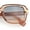 Peach - Black Beige, variant on Retro Luxury Keyhole Hipster Horn Rim Plastic Rectangle Sunglasses All Black